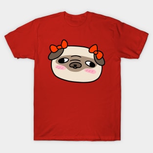 Pug Face with Red Bows T-Shirt